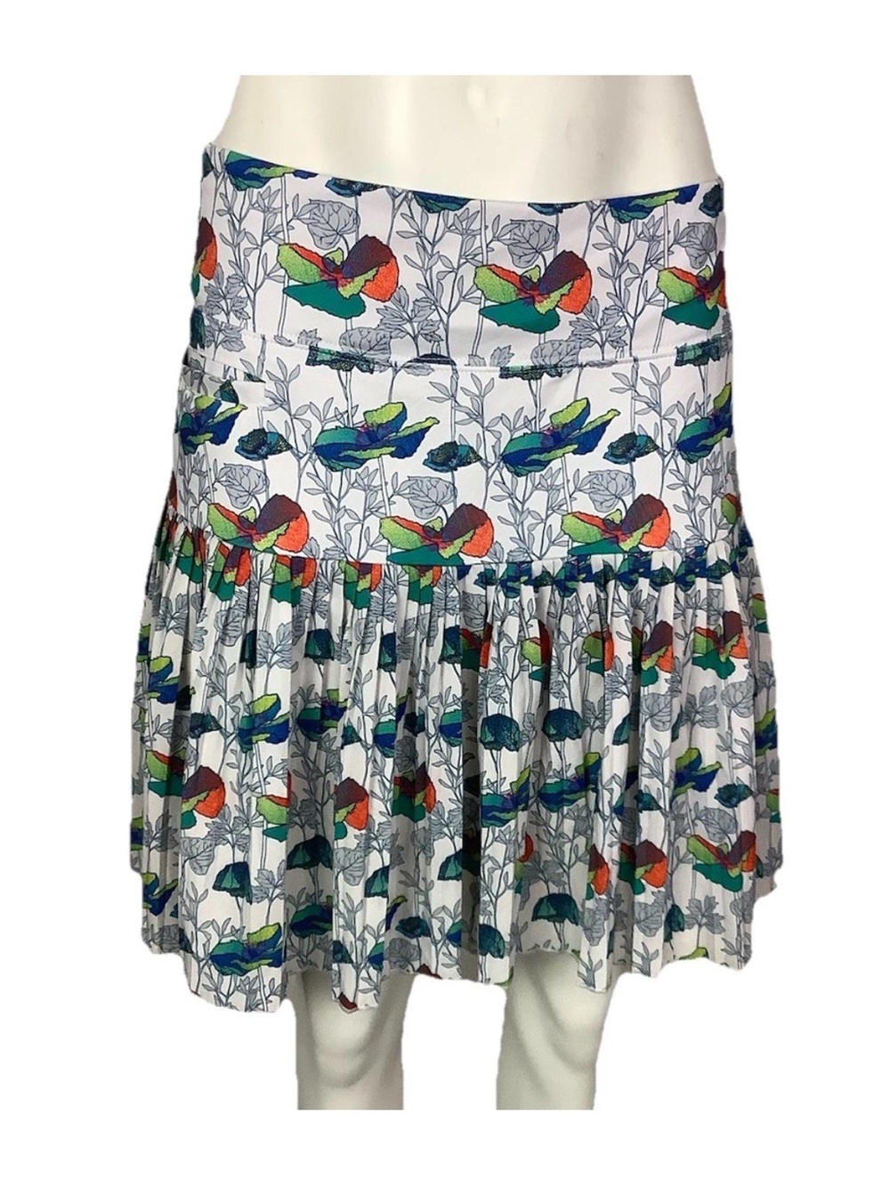 GG Blue Luxe Sz XL Pleated Floral Print Golf Pickleball Tennis Athletic Skort